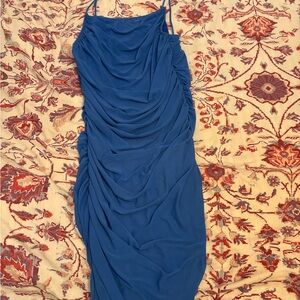 Elegant Blue Ruched Dress